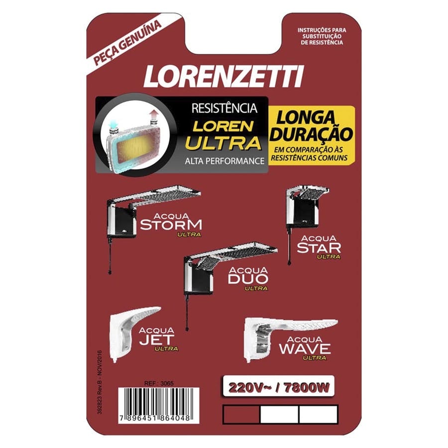 Resistência Lorenzetti para Chuveiro 3065-B Acqua Ultra 7800W 220V - 7589120