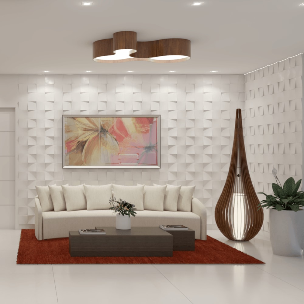 Revestimento 3D Acetinado 15,3x15,3cm Caixa 0,65m² Rerthy Folha Branco Andino