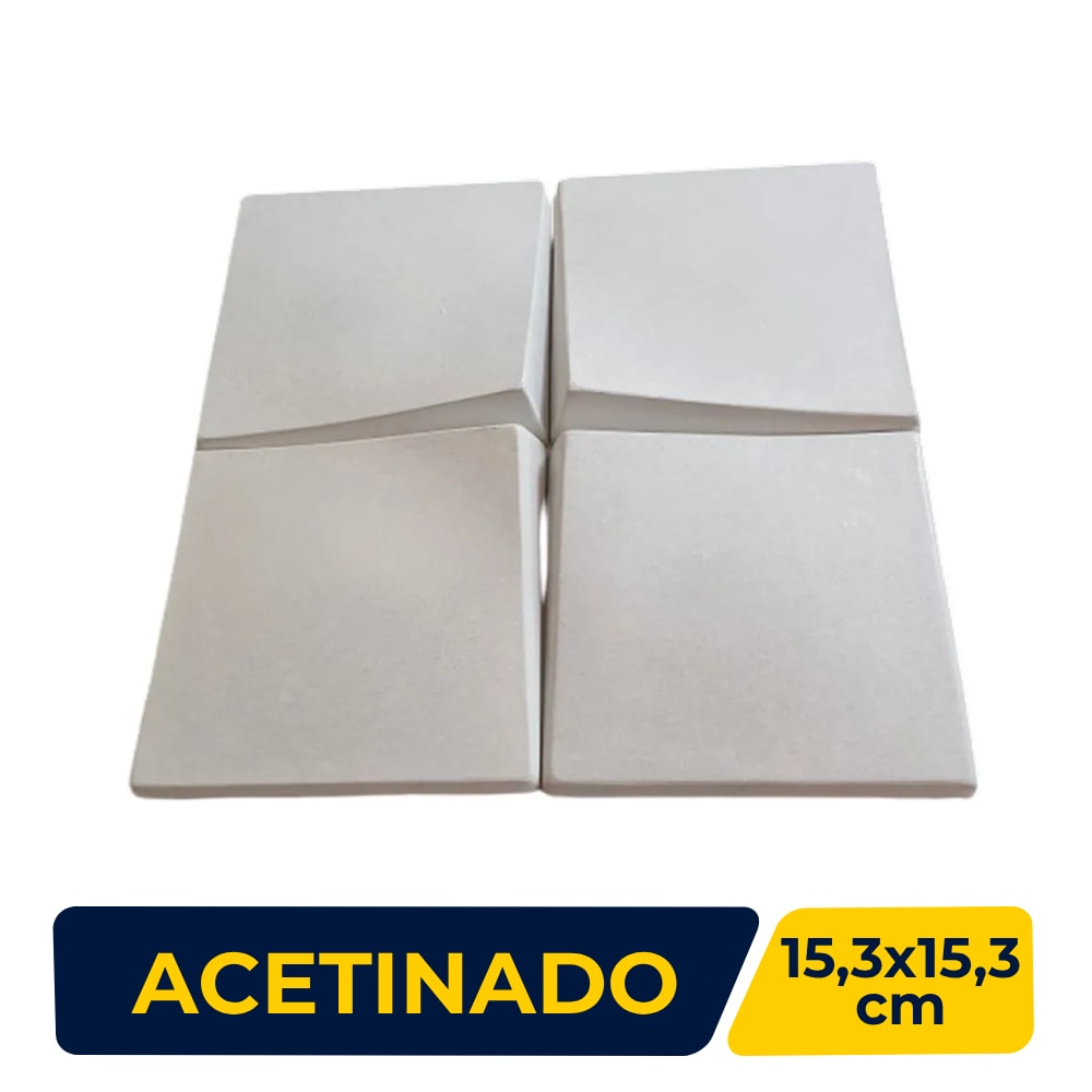 Revestimento 3D Acetinado 15,3x15,3cm Caixa 0,65m² Rerthy Folha Branco Andino