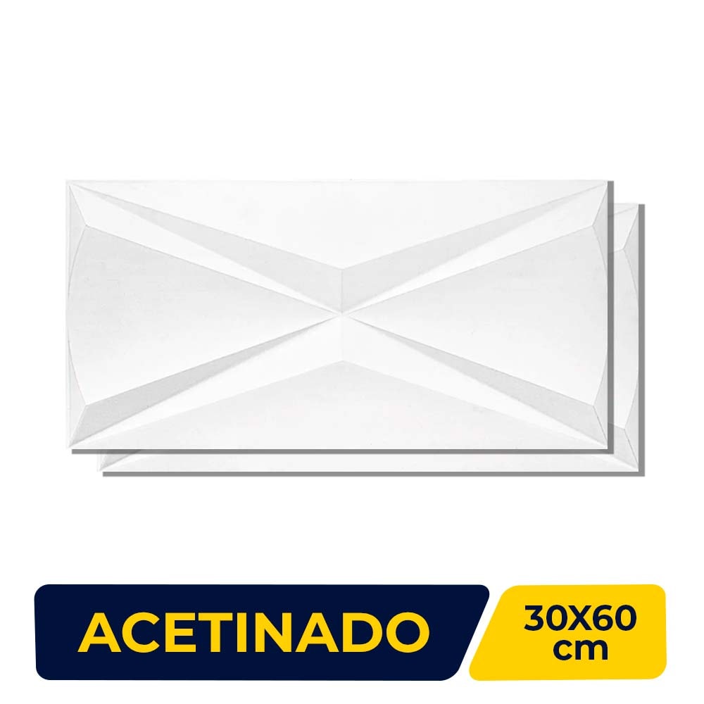 Revestimento 3D Acetinado 30x60cm Caixa 0,72m² Roca Cubic White MT Retificado - FJH015701