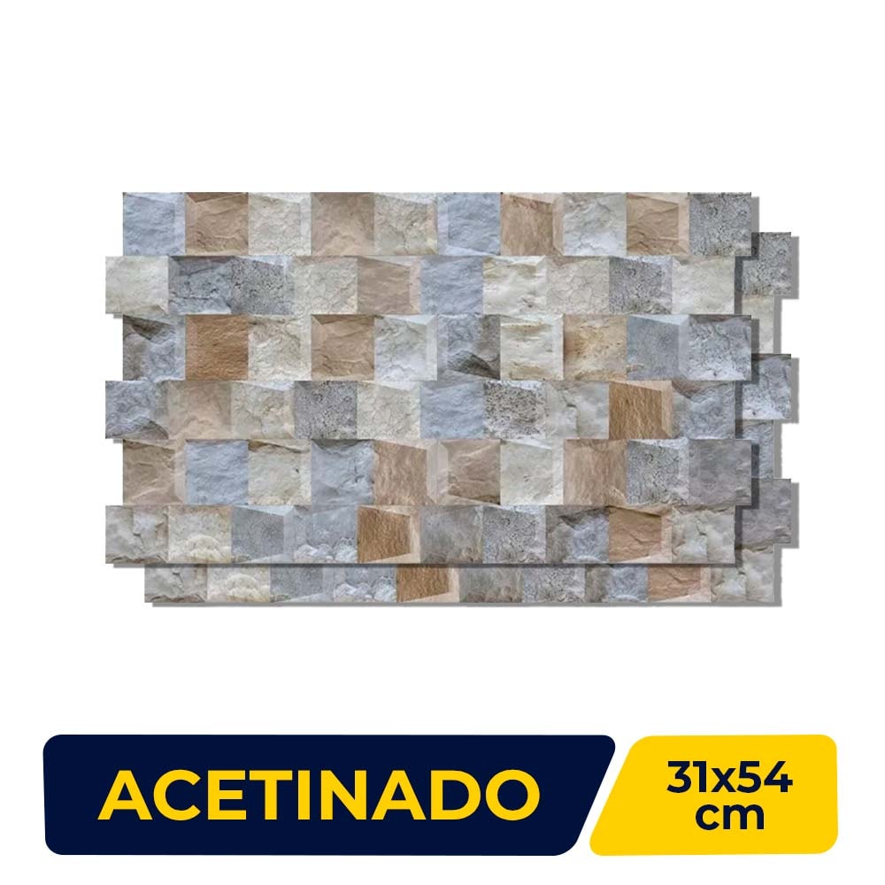 Revestimento 3D Acetinado 31x54cm Caixa 1,34m² Savane Prisma Cianita Acetinado