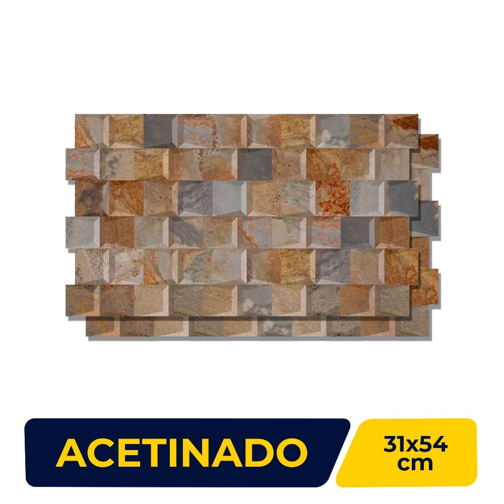 Revestimento 3D Acetinado 31x54cm Caixa 1,34m² Savane Prisma Pietra Acetinado