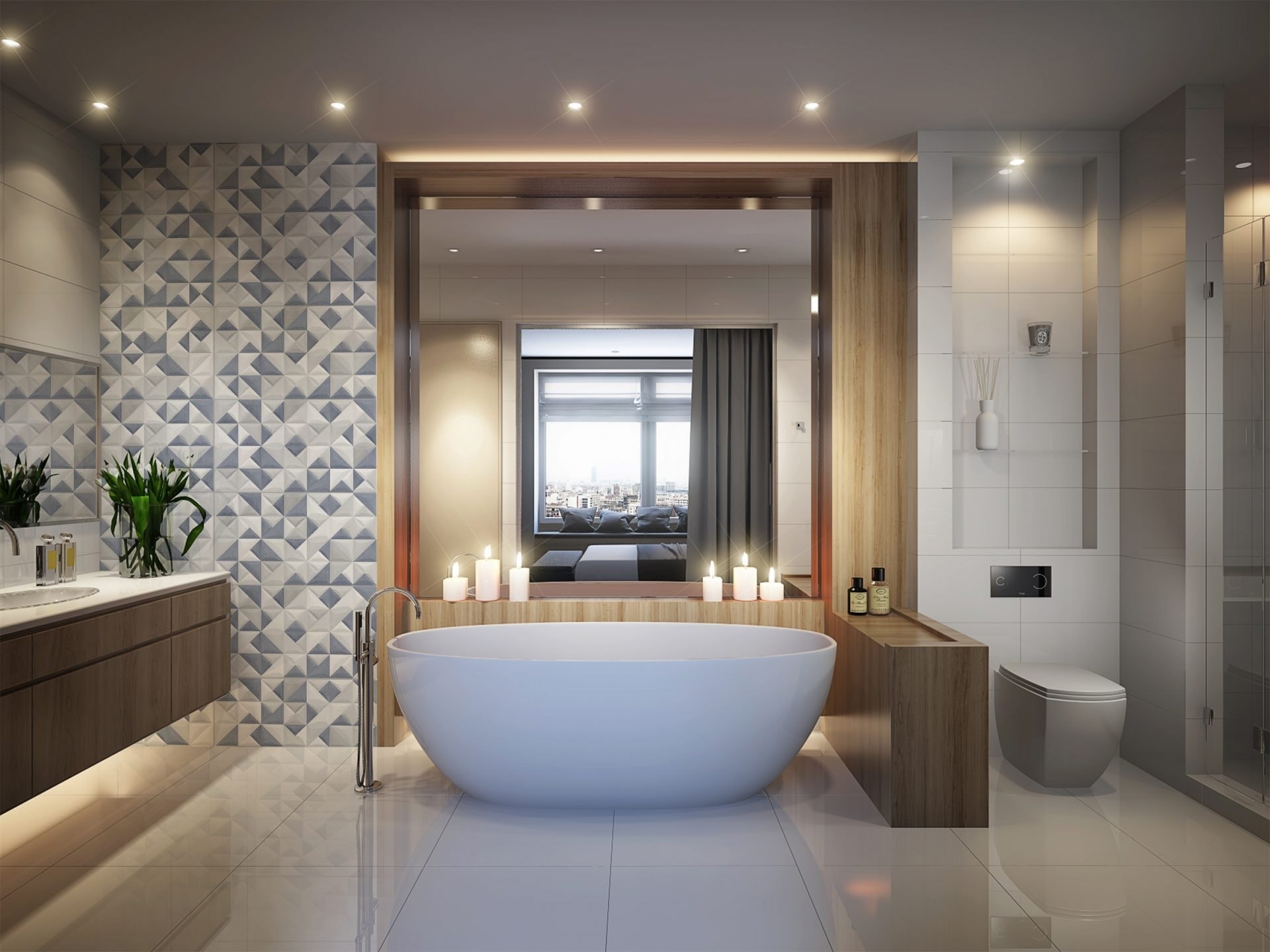 Revestimento 3D Acetinado 33x60cm Caixa 2,43m² Esther Essence Satiny Blue - 53953