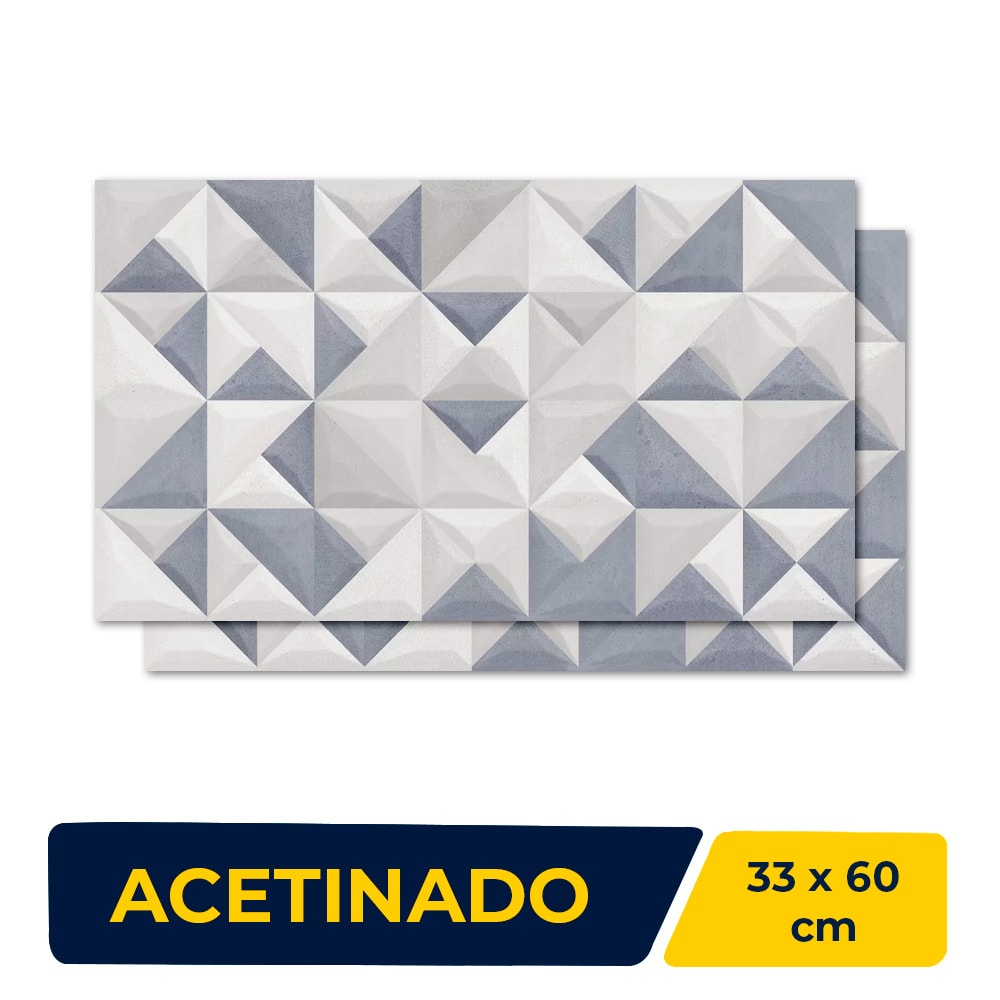 Revestimento 3D Acetinado 33x60cm Caixa 2,43m² Esther Essence Satiny Blue - 53953