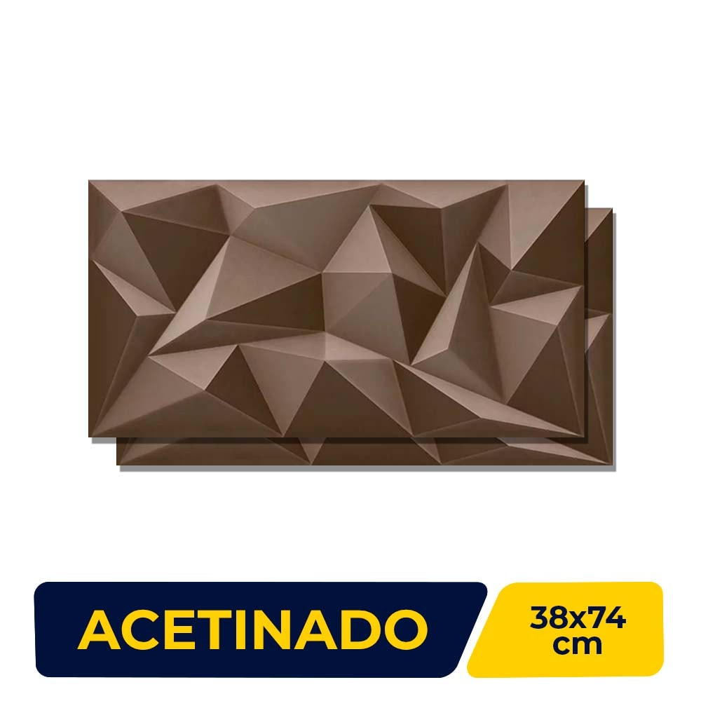Revestimento 3D Acetinado 38x74cm Caixa 1,40m² Savane Louvre Brun Retificado
