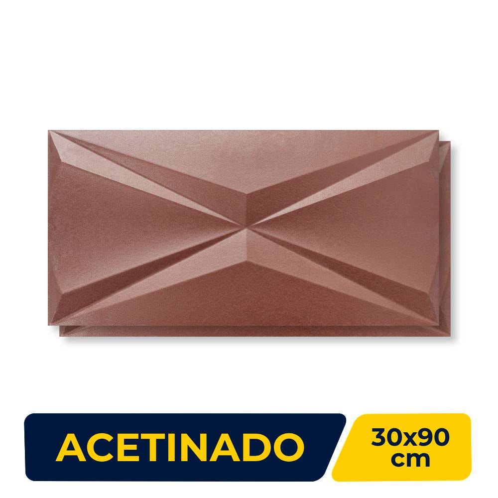 Revestimento 3D Brilhante 30x60cm Caixa 0,72m² Roca Cubic Steel Cobre Retificado - FJH025702