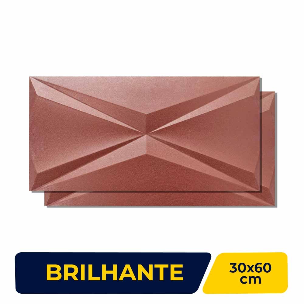 Revestimento 3D Brilhante 30x60cm Caixa 0,72m² Roca Cubic Steel Cobre Retificado - FJH025702