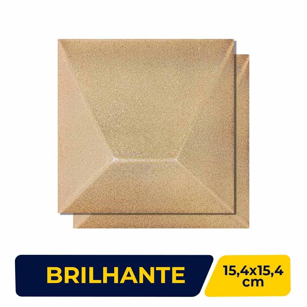 Revestimento 3D de Parede Brilhante 15,4x15,4cm Caixa 0,43m² Roca Block Gold BR Bold - FGJ013925