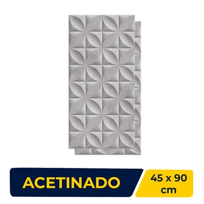 Revestimento 3D de Parede Cerâmico 45x90cm Caixa 1,62m² Lume Botânico Cimento Plus Acetinado Retificado