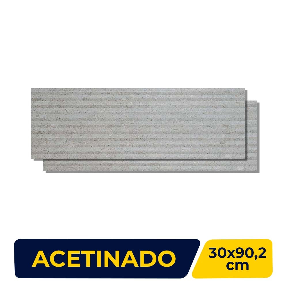 Revestimento 3D Porcelanato Acetinado 30x90,2cm Caixa 1,08m² Roca London Gray MT Retificado - FFX01AW02