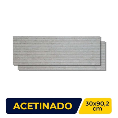 Revestimento 3D Porcelanato Acetinado 30x90,2cm Caixa 1,08m² Roca London Gray MT Retificado - FFX01AW02