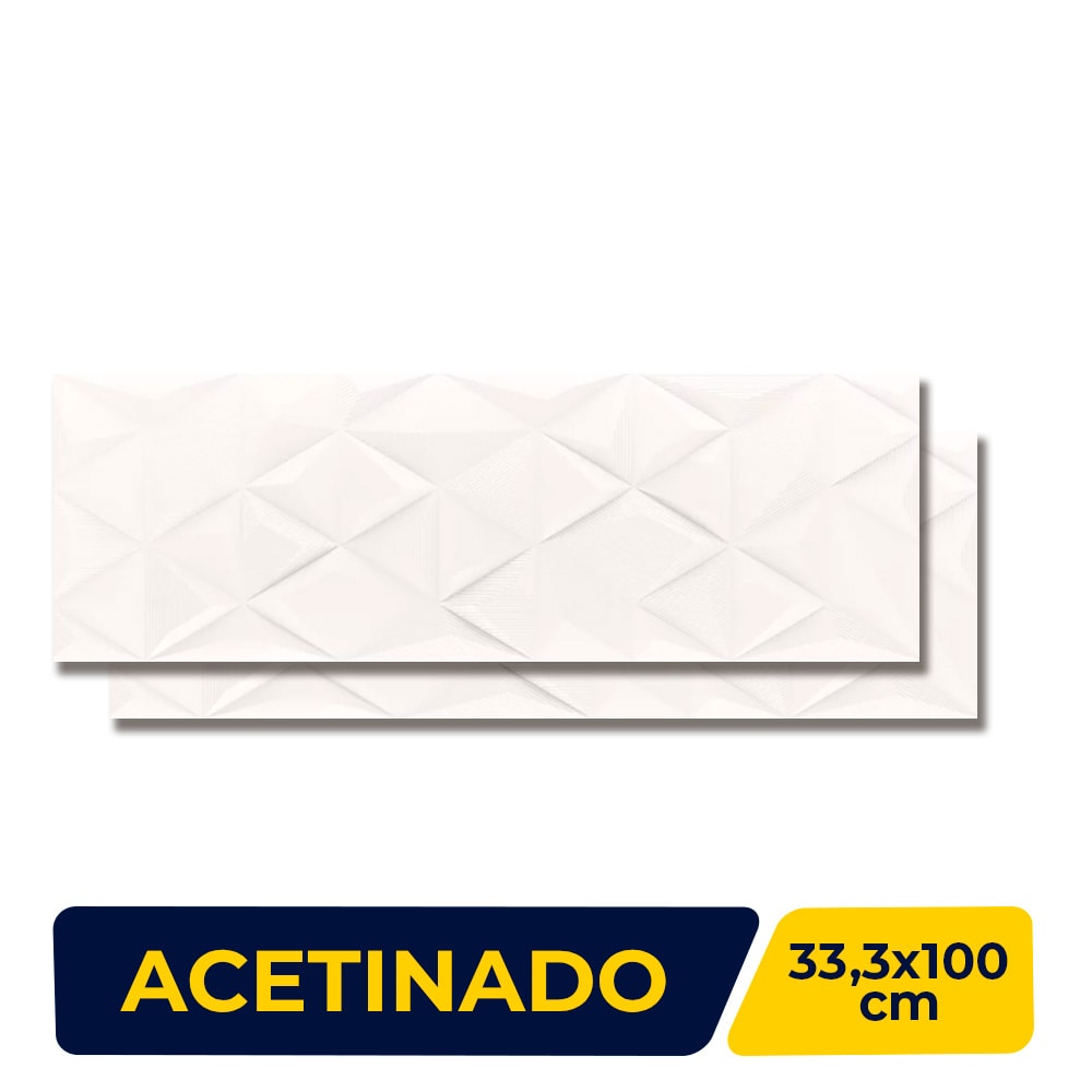 Revestimento 3D Porcelanato Acetinado 33,3x100cm Caixa 1,00m² Portinari Jazz WH - 61756