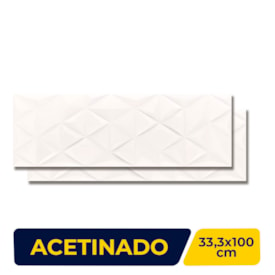 Revestimento 3D Porcelanato Acetinado 33,3x100cm Caixa 1,00m² Portinari Jazz WH - 61756