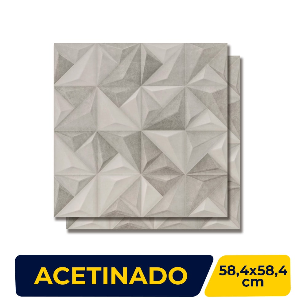Revestimento 3D Porcelanato Acetinado 58,4x58,4cm Caixa 1,70m² Portinari Sense Abstract Mix Retificado - 59219