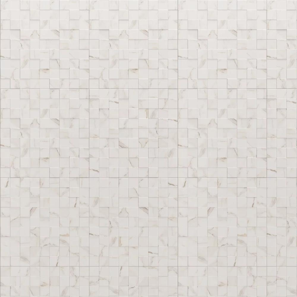 Revestimento 3D Porcelanato Acetinado 58,4x58,4cm Caixa 1,70m² Portinari Simetria Marble Wh Retificado - 60236