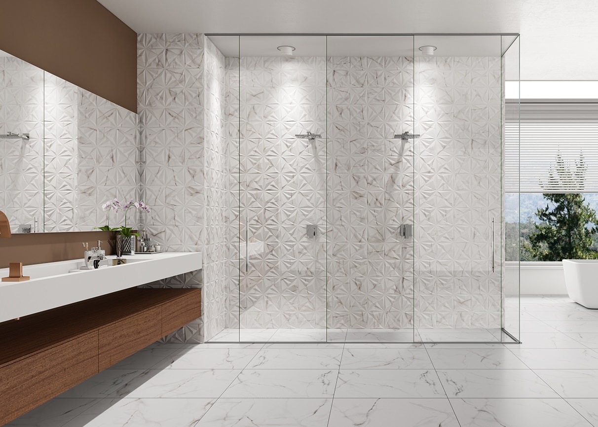 Revestimento 3D Porcelanato Acetinado 72x72cm Caixa 1,55m² Viarosa Calacata Gold Deco Retificado - AR72049