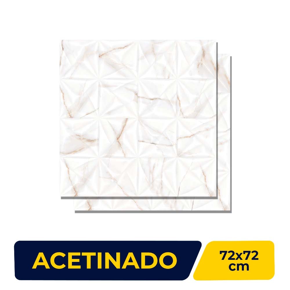 Revestimento 3D Porcelanato Acetinado 72x72cm Caixa 1,55m² Viarosa Calacata Gold Deco Retificado - AR72049