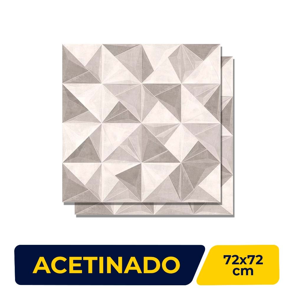 Revestimento 3D Porcelanato Acetinado 72x72cm Caixa 1,55m² Viarosa Metropole Deco Retificado - AR72048