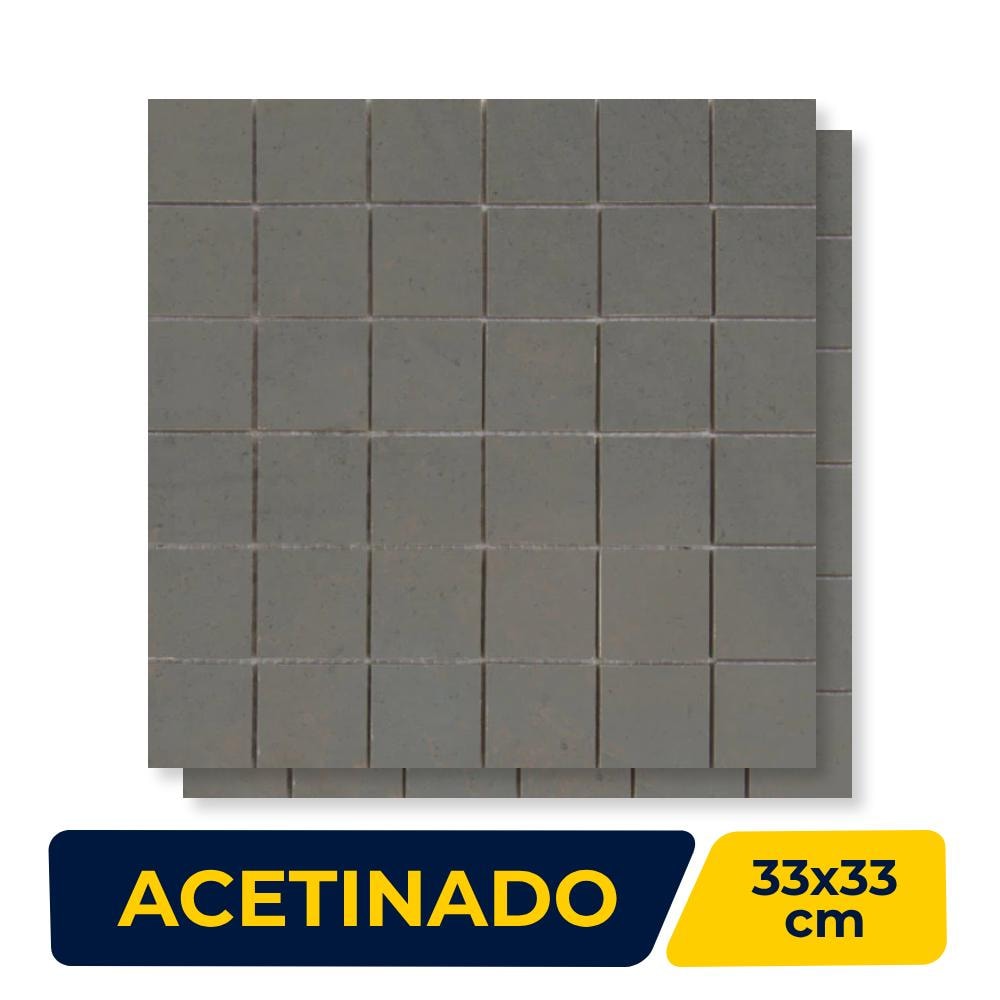 Revestimento Acetinado 33x33cm Roca Unique Stone Mosaico Black 74290102A - Caixa com 11 Peças