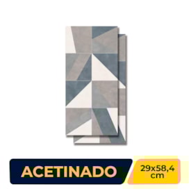 Revestimento Cerâmico Acetinado 29x58,4cm Caixa 2,04m² Portinari Blues Abstract Mix Retificado - 61519