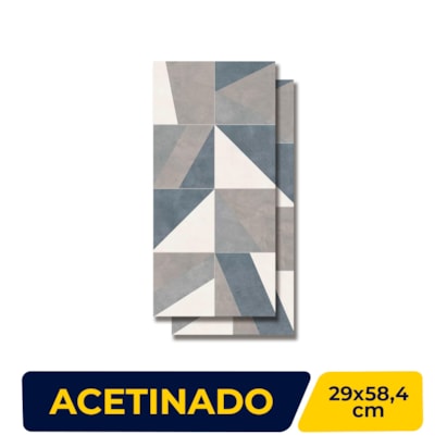 Revestimento Cerâmico Acetinado 29x58,4cm Caixa 2,04m² Portinari Blues Abstract Mix Retificado - 61519