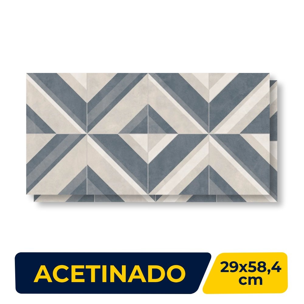 Revestimento Cerâmico Acetinado 29x58,4cm Caixa 2,04m² Portinari Blues Line Mix Retificado - 61517