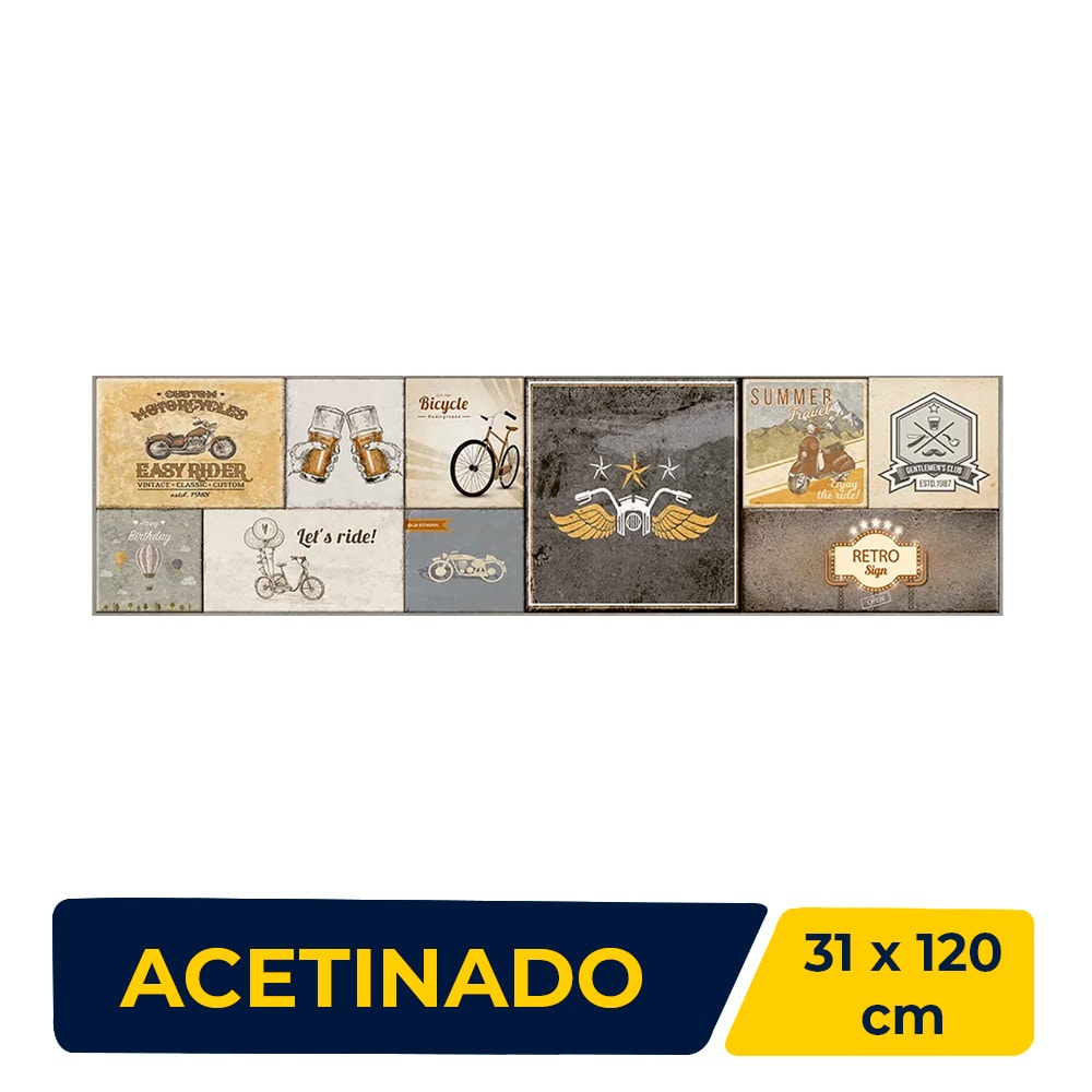 Revestimento Cerâmico Acetinado 31x120cm Caixa 2,20m² Lume Vintage Retificado