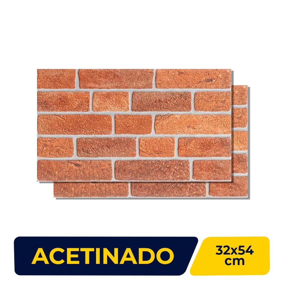 Revestimento Cerâmico Acetinado 32x54cm Caixa 2,25m² Viva Tijolo - 6022