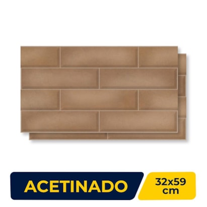 Revestimento Cerâmico Acetinado 32x59cm Caixa 2,30m² Lume Brick Olaria Relevo LDL Retificado