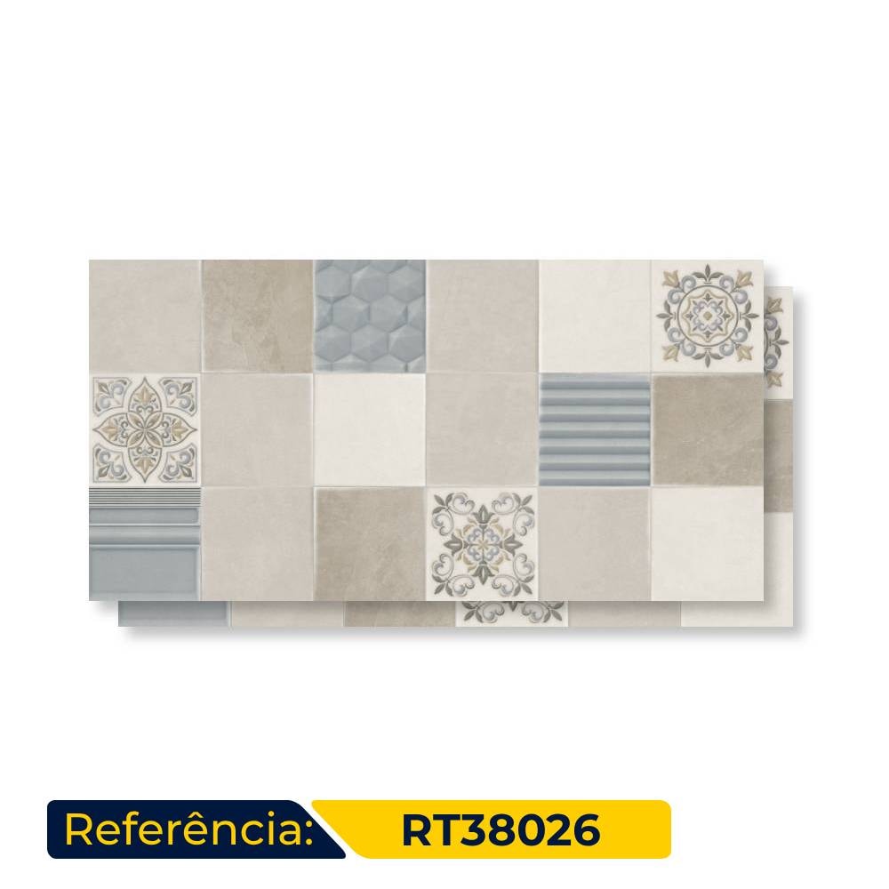 Revestimento Cerâmico Acetinado 38x76cm Caixa 2,02m² Embramaco Village Decor Retificado - RT38026