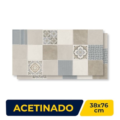 Revestimento Cerâmico Acetinado 38x76cm Caixa 2,02m² Embramaco Village Decor Retificado - RT38026