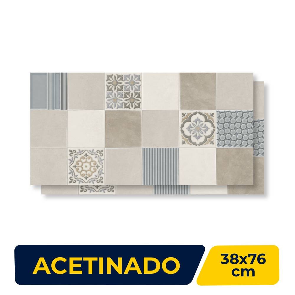 Revestimento Cerâmico Acetinado 38x76cm Caixa 2,02m² Embramaco Village Decor Retificado - RT38026