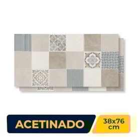 Revestimento Cerâmico Acetinado 38x76cm Caixa 2,02m² Embramaco Village Decor Retificado - RT38026