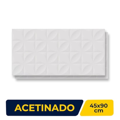 Revestimento Cerâmico Acetinado 45x90cm Caixa 1,62m² Lume Botânico Branco Retificado