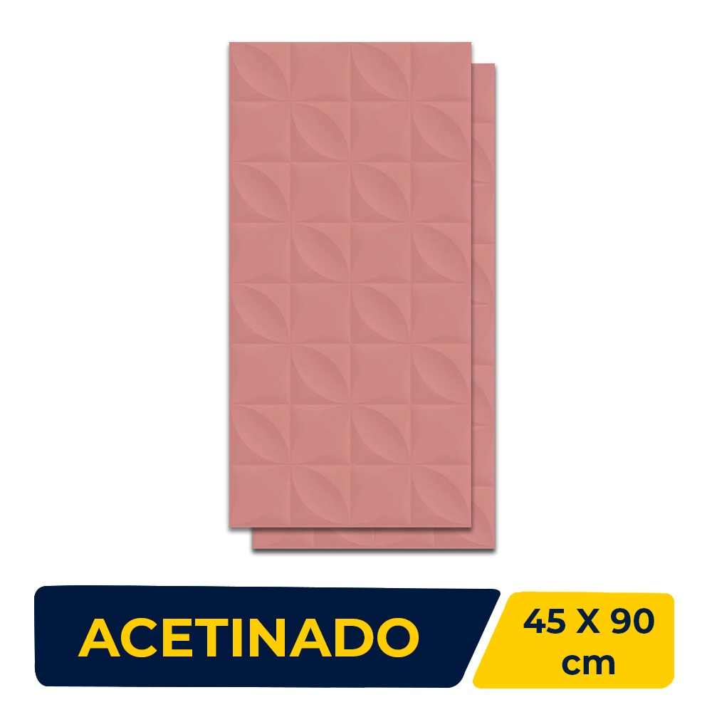 Revestimento Cerâmico Acetinado 45x90cm Caixa 1,62m² Lume Botânico Rose Retificado