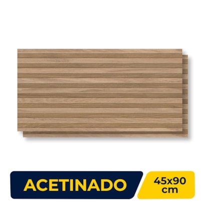 Revestimento Cerâmico Acetinado 45x90cm Caixa 1,62m² Lume Ripado Marfim Plus Retificado