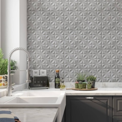 Revestimento Cerâmico Acetinado 45x90cm Caixa 2,44m² Lume Botanico Cimento Plus Retificado