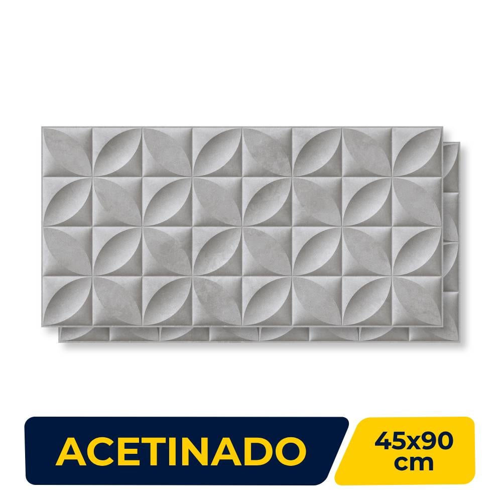 Revestimento Cerâmico Acetinado 45x90cm Caixa 2,44m² Lume Botanico Cimento Plus Retificado