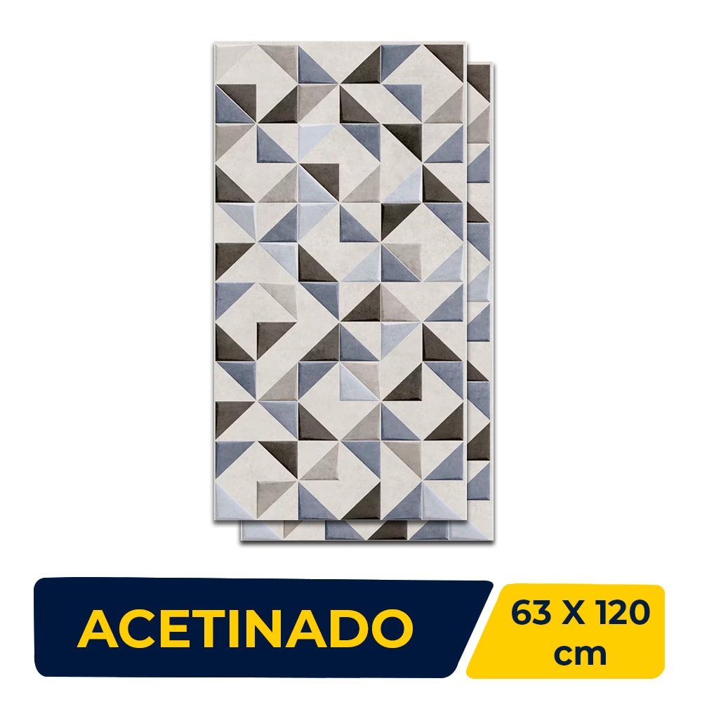Revestimento Cerâmico Acetinado 63x120cm Caixa 2,25m² Lume Prisma Mix Plus Retificado