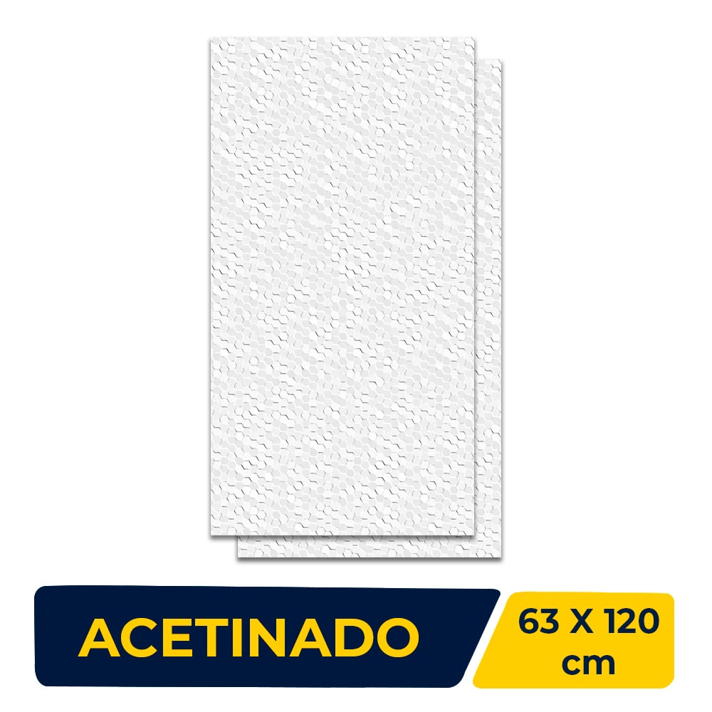 Revestimento Cerâmico Acetinado 63x120cm Caixa 2,25m² Lume Quasar White Plus Retificado