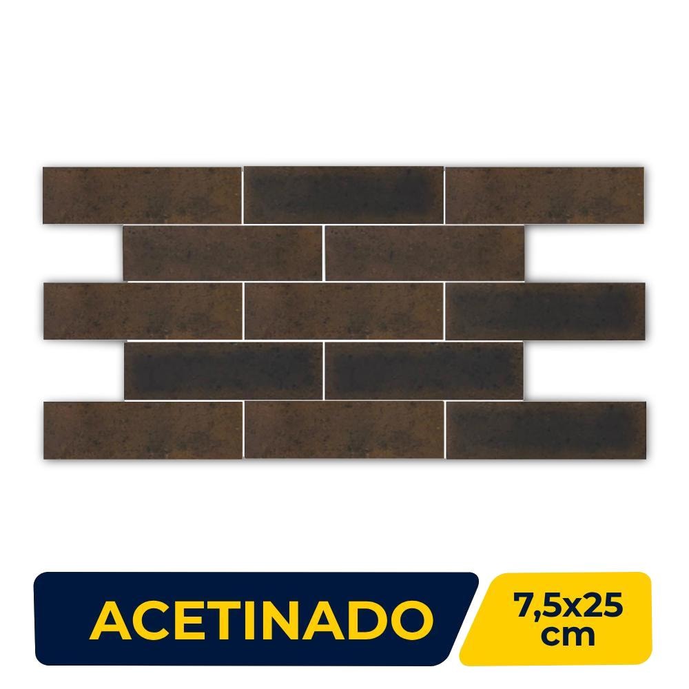 Revestimento Cerâmico Acetinado 7,5x25cm Caixa 1,01m² Ceral Element Terracota - 108310295