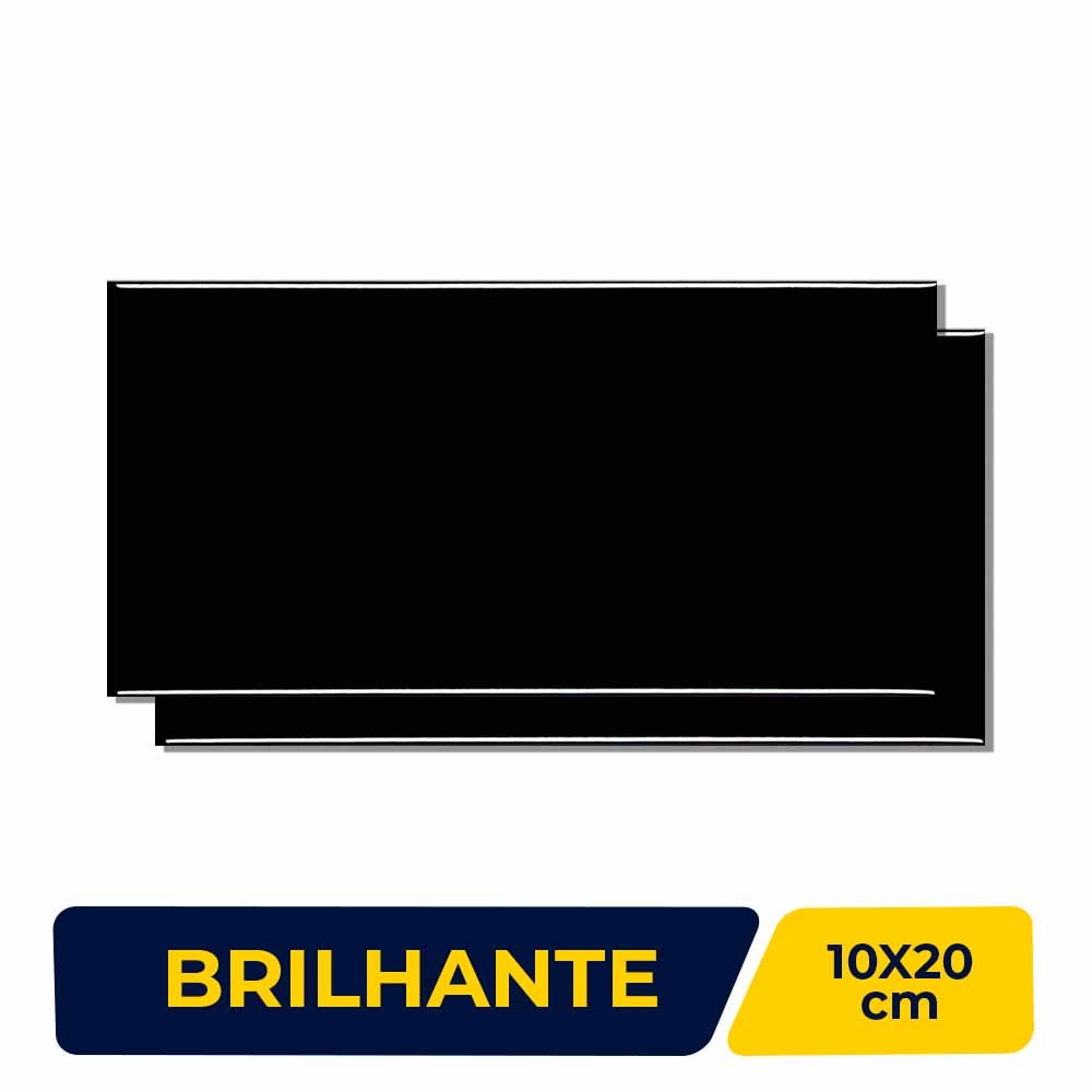 Revestimento Cerâmico Brilhante 10x20cm Caixa 1,04m² Ceral Preto - 18130095