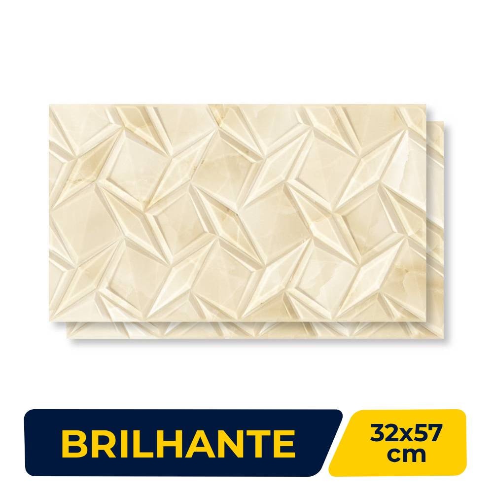 Revestimento Cerâmico Brilhante 32x57cm Caixa 2,00m² Karina Prisma Âmbar HD Bold - 37206