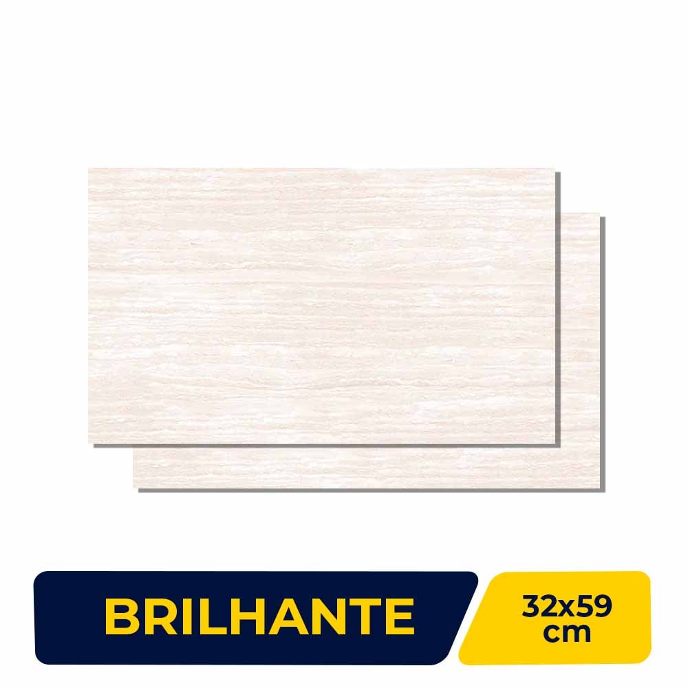 Revestimento Cerâmico Brilhante 32x59cm Caixa 2,30m² Lume Roma Bege Retificado