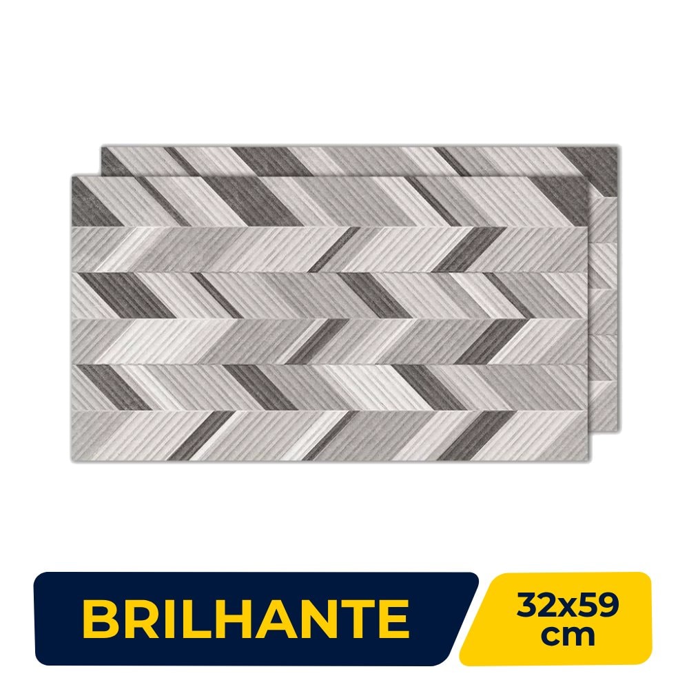 Revestimento Cerâmico Brilhante 32x59cm Caixa 2,30m² Lume Sisal Cinza Retificado