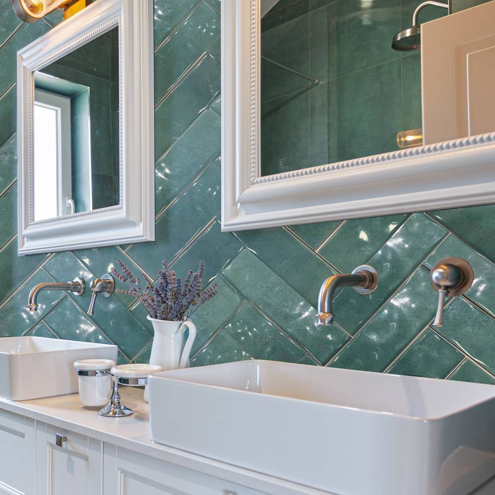 Revestimento Cerâmico Brilhante 7,5x25 Caixa 1,01m² Ceral Aquarela Esmeralda - 108310165