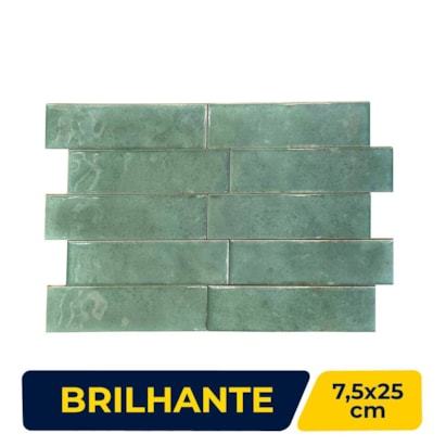 Revestimento Cerâmico Brilhante 7,5x25 Caixa 1,01m² Ceral Aquarela Esmeralda - 108310165