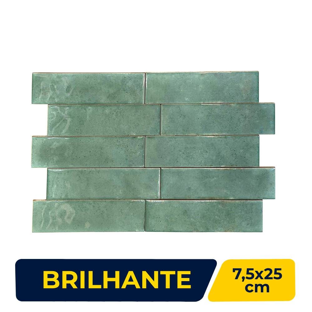 Revestimento Cerâmico Brilhante 7,5x25 Caixa 1,01m² Ceral Aquarela Esmeralda - 108310165