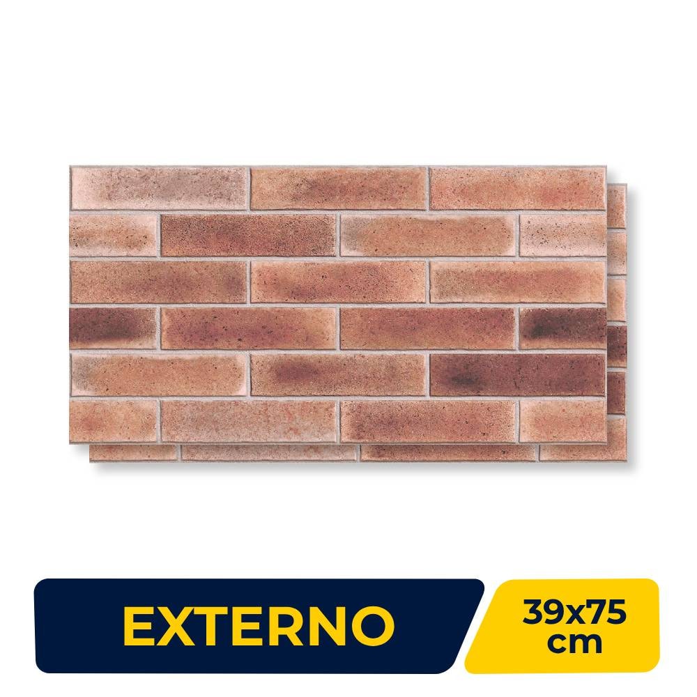 Revestimento Cerâmico Externo 39x75cm Caixa 2,06m² Incopisos Ladrillo Red Retificado - 539004