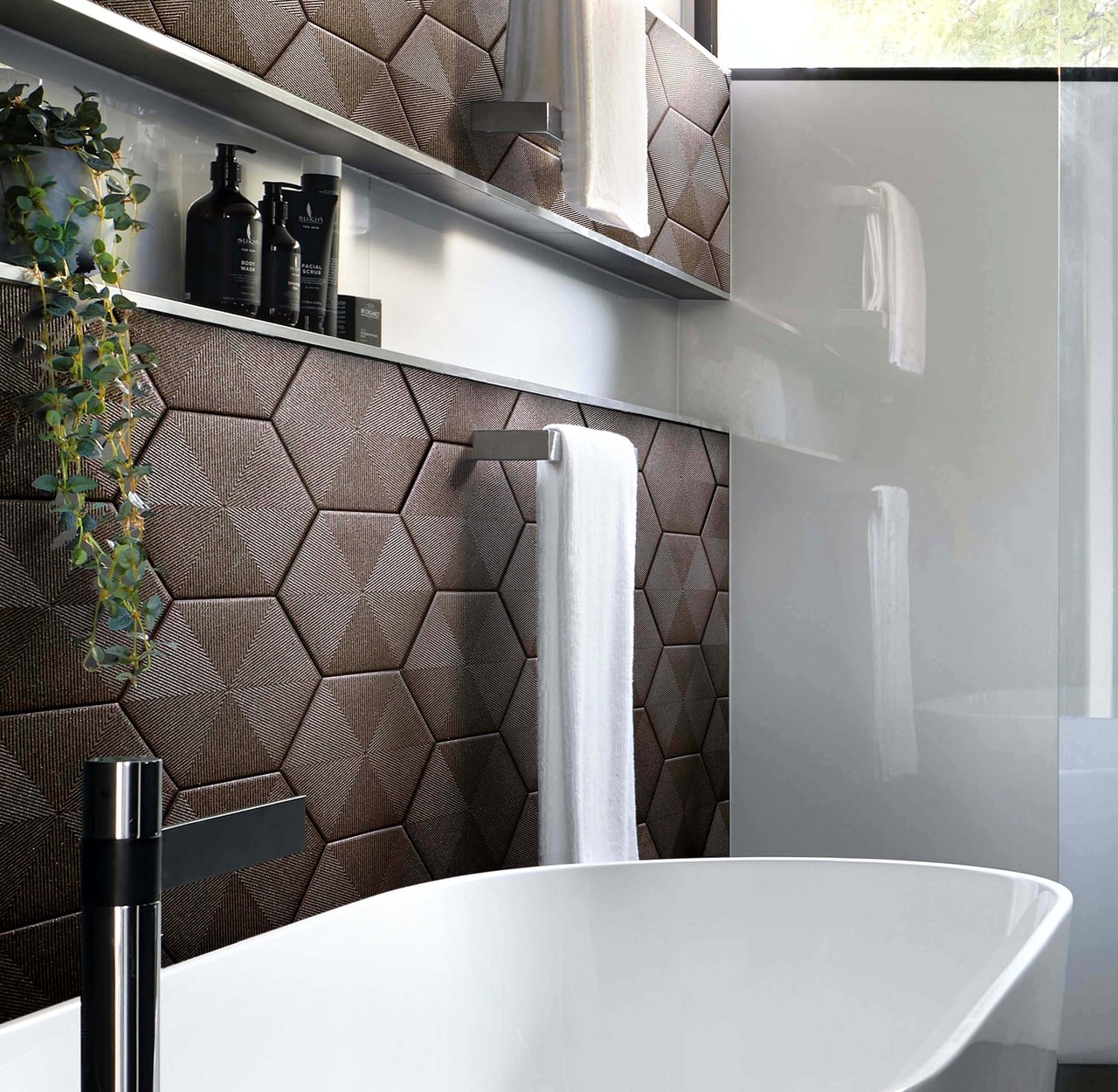 Revestimento Cerâmico Hexagonal 22,8x22,8cm Caixa 1,02m² Ceral Connect Brown - 108320235